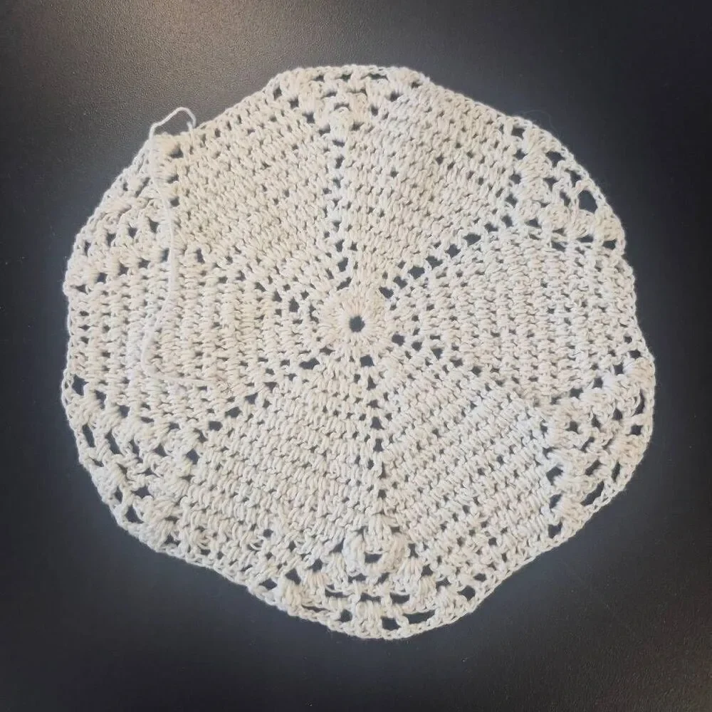 Doily, Vintage White Cotton 7.25